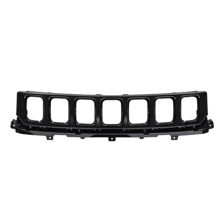 Compass black upper grille frame with seven empty rounded rectangular openings and projecting lower mounting tabs