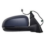 Compass door mirror with a rounded outer shell, thin clear lower section, tall triangular base and exposed cable lead