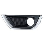Compass fog-light surround with a bright chrome outer border, honeycomb inner face and round lamp aperture