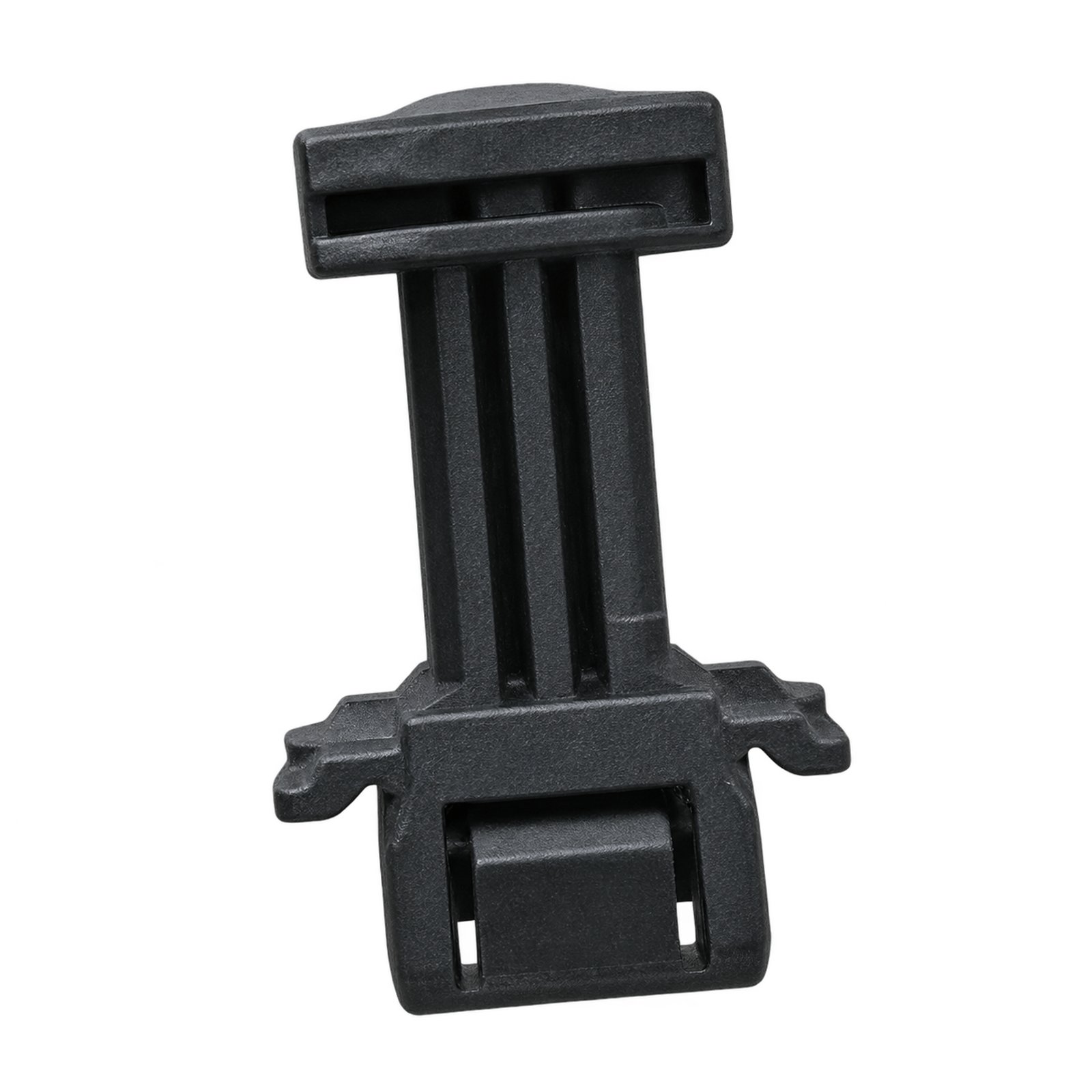 Hood Bumper Clip 68269093AA Jeep Compass hood bumper clip with a ribbed upright centre, rectangular upper recess and lower latch-shaped section