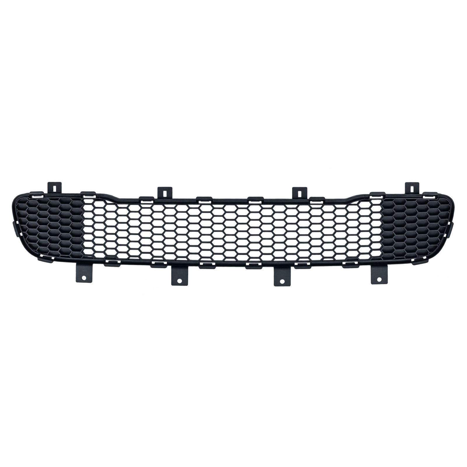 Jeep Compass Lower Front Bumper Grille Compass lower front bumper grille with an open honeycomb centre, patterned outer sections and rectangular fixing tabs
