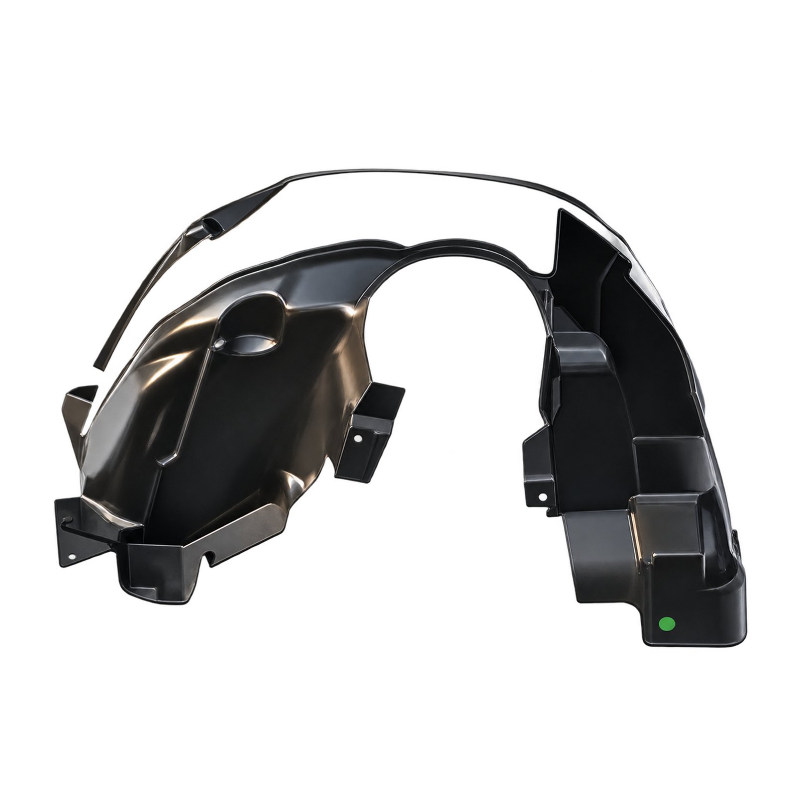 Jeep Compass Rear Fender Liner Compass rear fender liner with a narrow curved upper rim, a rounded raised section and stepped lower mounting areas