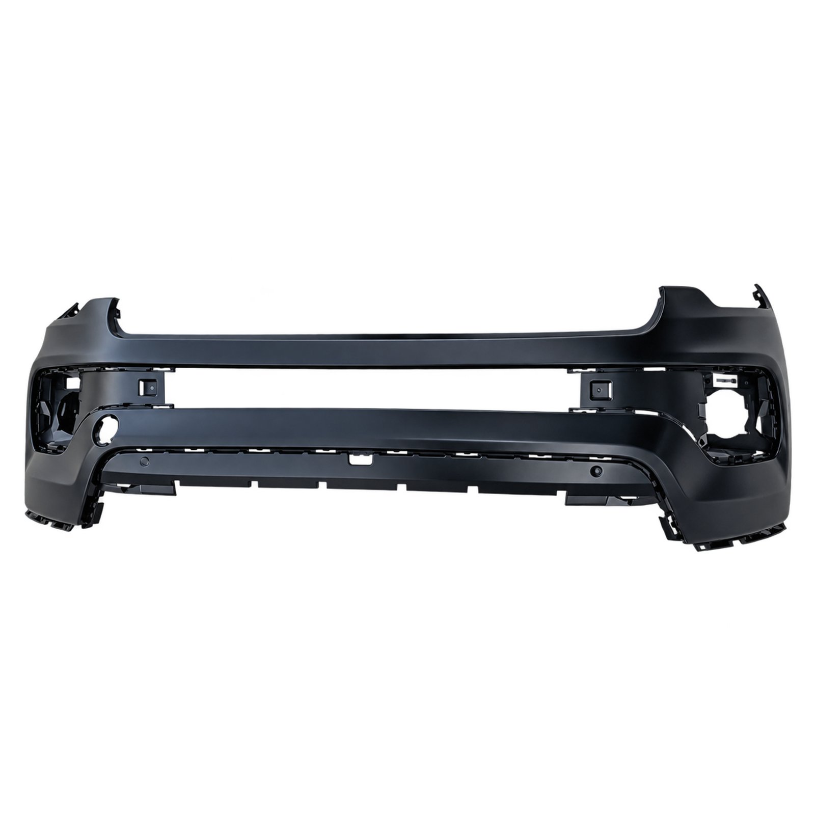 Front Bumper US 2.0 Jeep Compass front bumper cover with open outer lamp recesses, wide middle aperture and lower fixing tabs