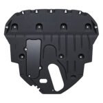 Grand Commander engine underbody shield with recessed fixings, raised ribs, an outlined cover section and uneven lower cut-outs