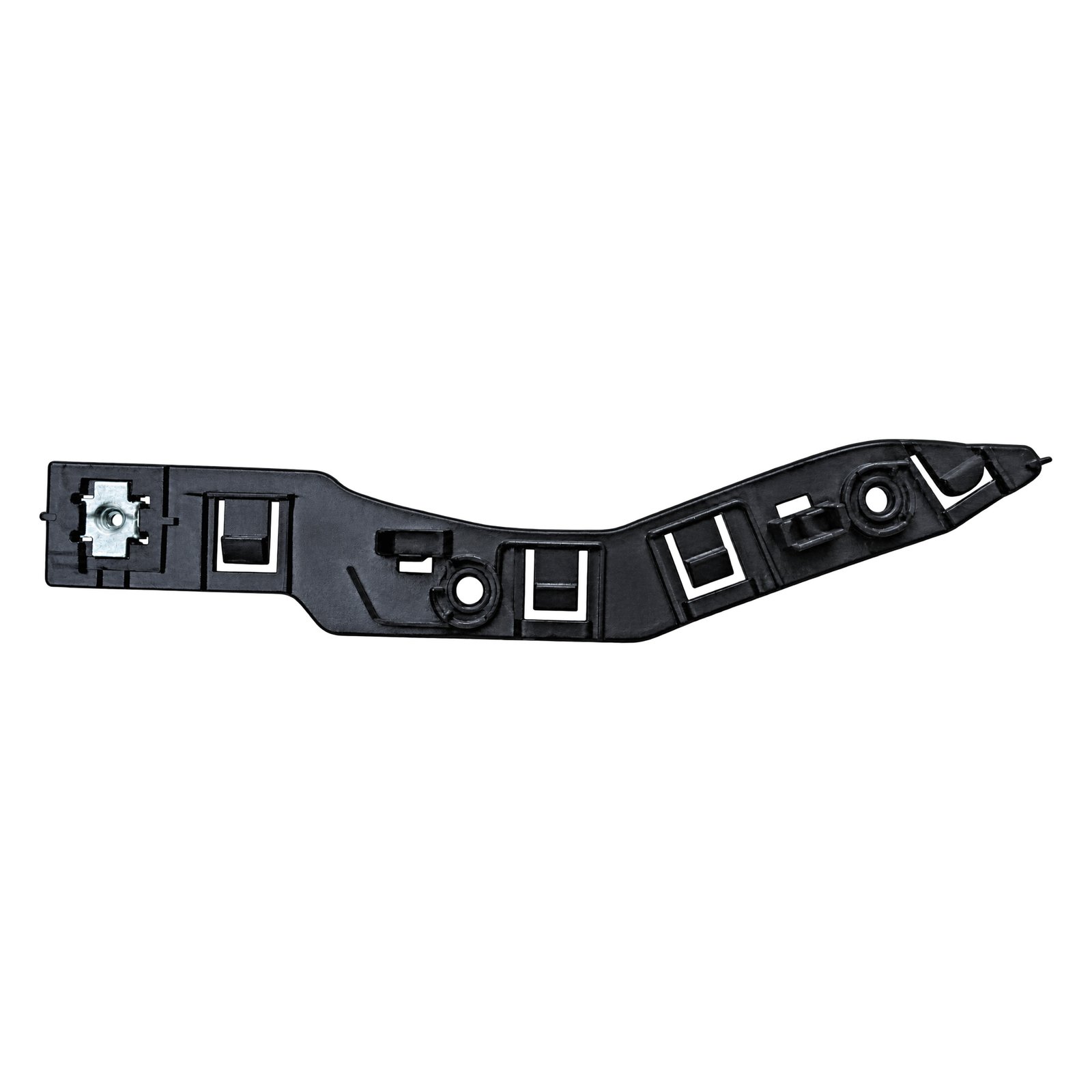 Grand Commander front bumper retaining bracket Grand Commander front bumper bracket with rectangular retaining openings, round fixings and an angled tapered end