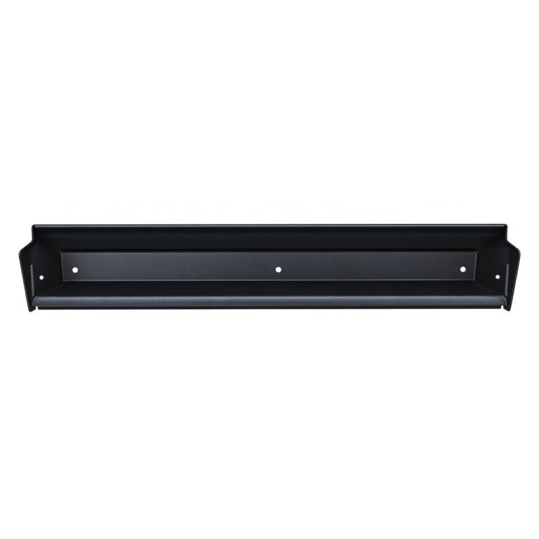 Grand Commander K8 lower radiator sealing panel with a long raised-edge channel, three central holes and angled end returns