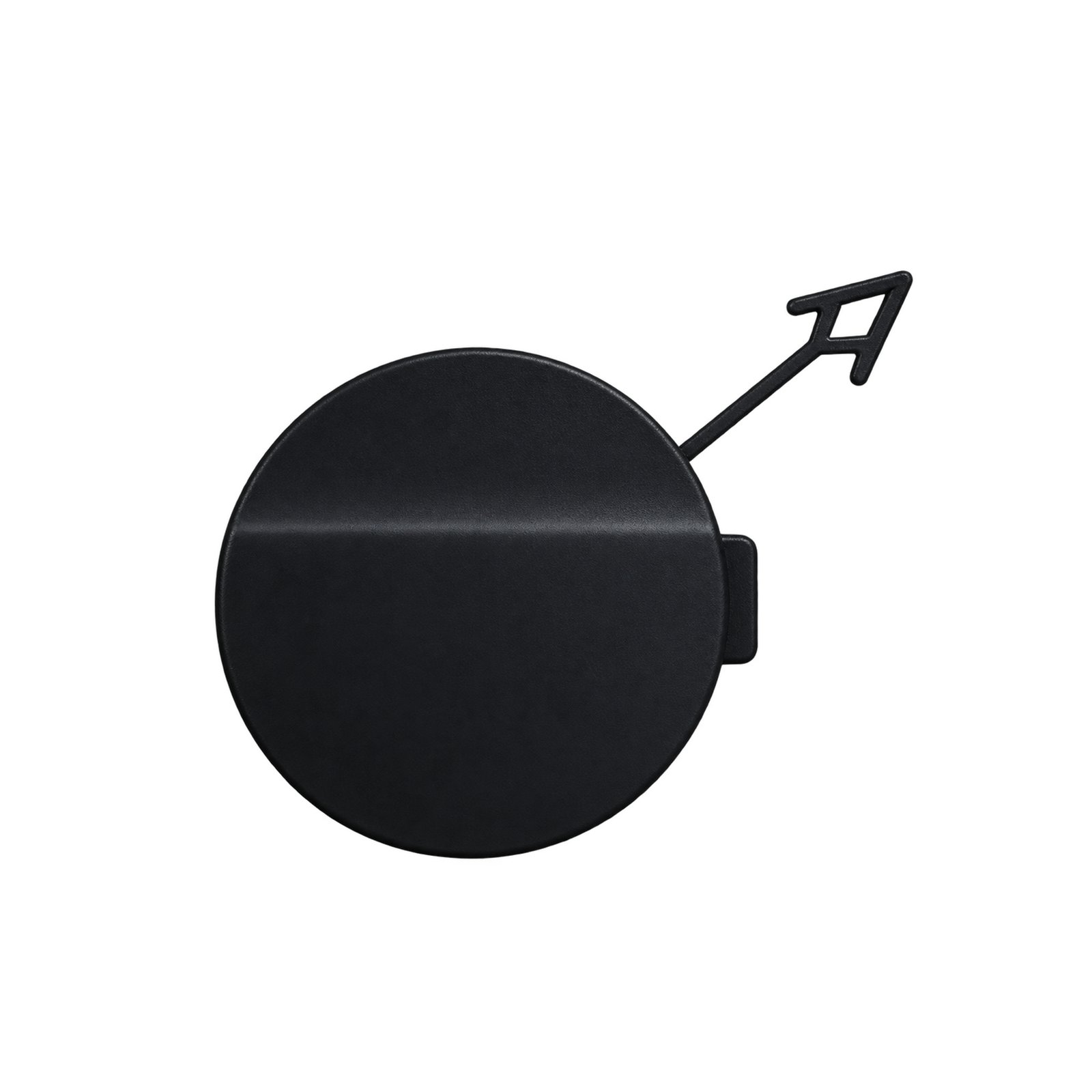Grand Commander textured rear tow hook cover 53366491 Textured Grand Commander rear tow hook cover with a shallow ridge across its round face and an angled retaining arm