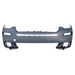Grand Commander upper front bumper without sensor holes, showing a long centre slot, corner openings and one larger round aperture