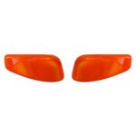 Opposing amber front side marker lenses for Jeep Renegade, with rounded corners and sloping lower edges