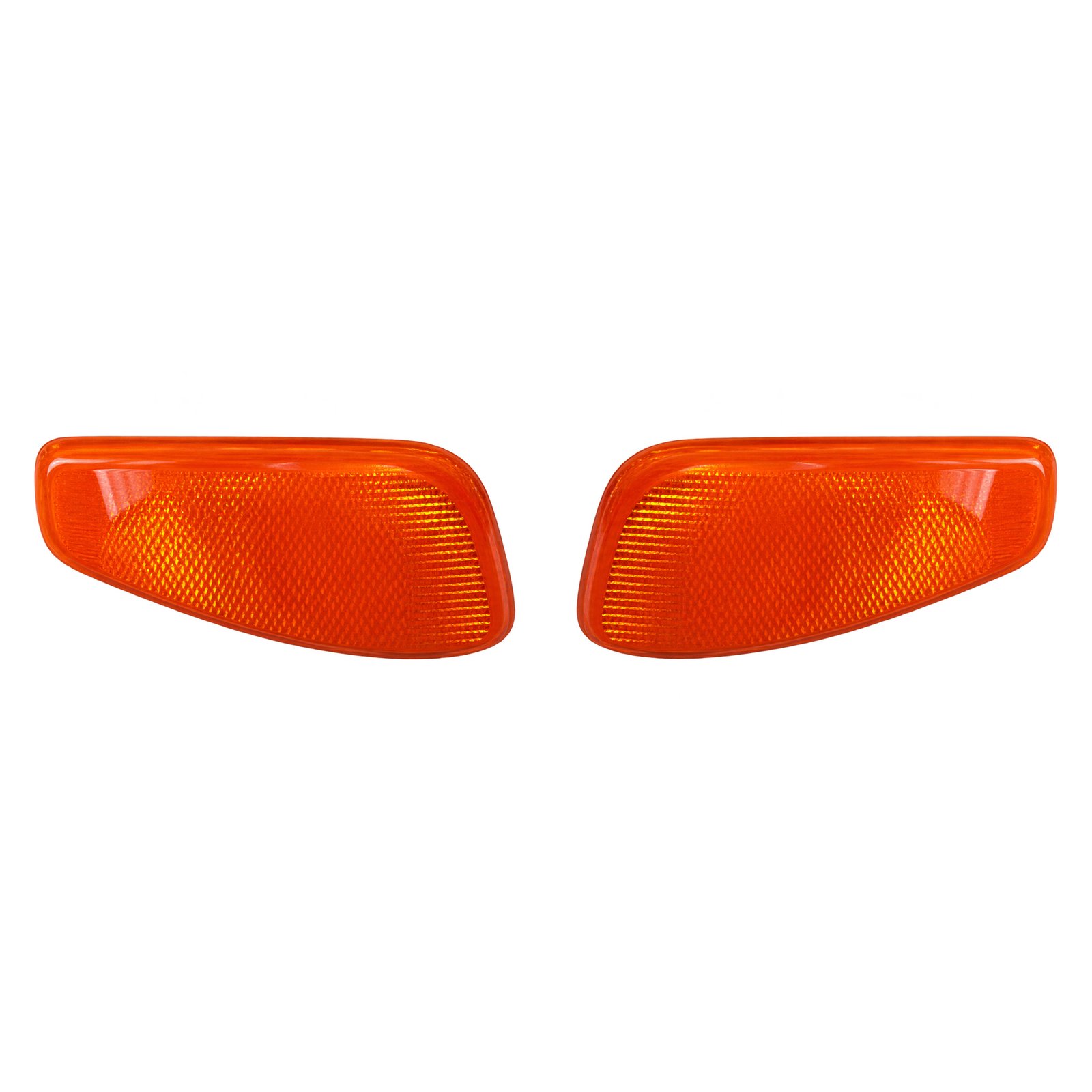 Jeep Renegade Amber Front Side Marker Lamps Opposing amber front side marker lenses for Jeep Renegade, with rounded corners and sloping lower edges