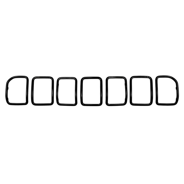 Wagoneer black chrome grille surrounds with narrow open centres and curved outer ring profiles