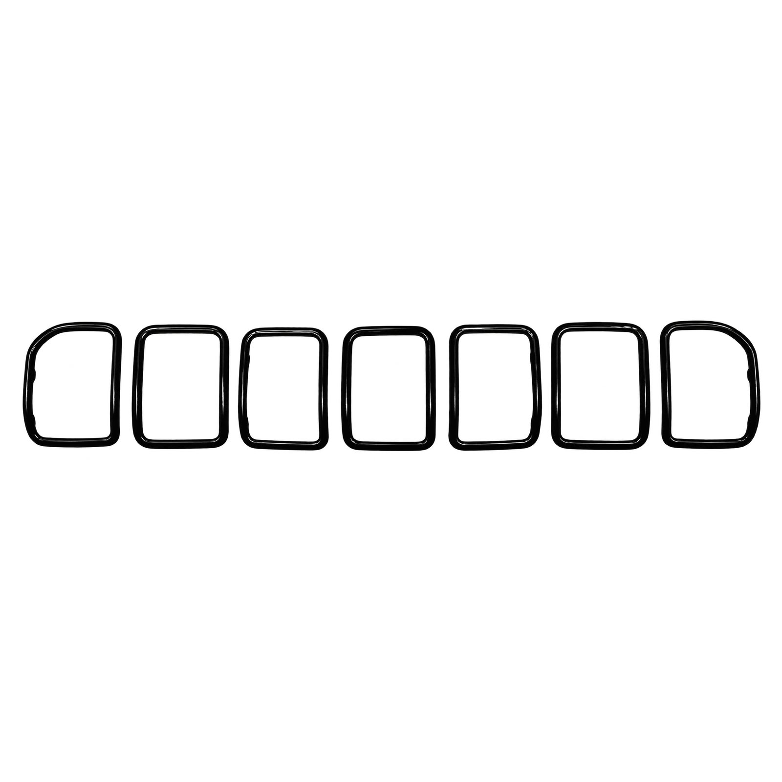 Jeep Wagoneer Grille Surround - Black Chrome Wagoneer black chrome grille surrounds with narrow open centres and curved outer ring profiles