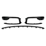 Wagoneer black front bumper mouldings with hooked corner returns and a long narrow central strip