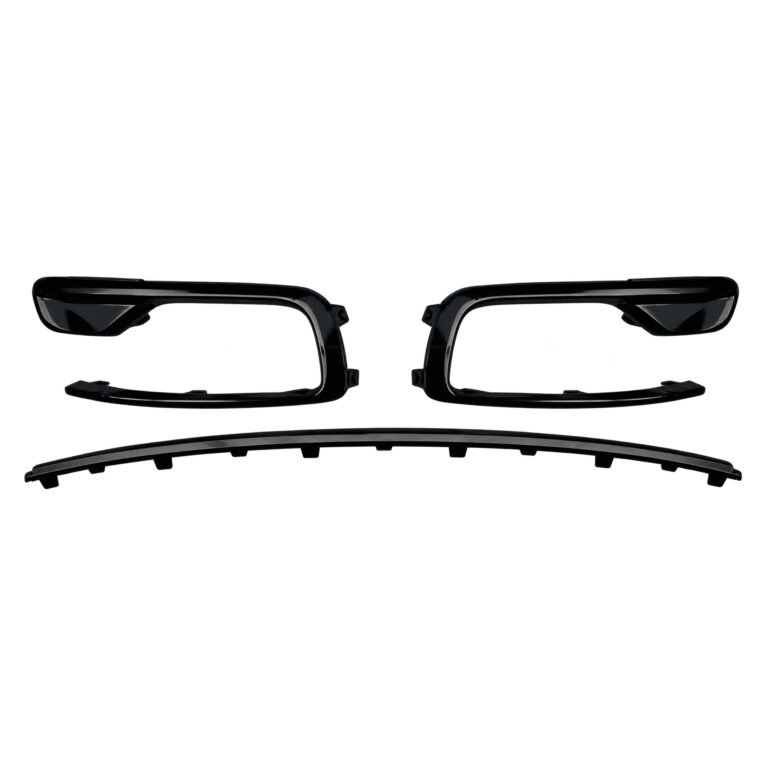 Wagoneer black front bumper mouldings with hooked corner returns and a long narrow central strip