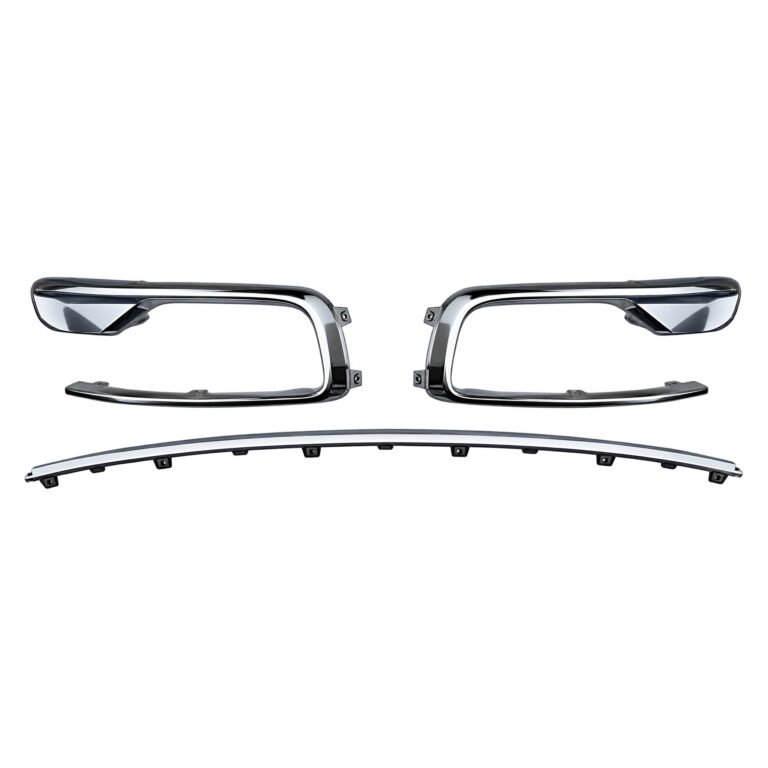 Wagoneer chrome front bumper moulding showing hooked outer pieces and a long curved centre strip