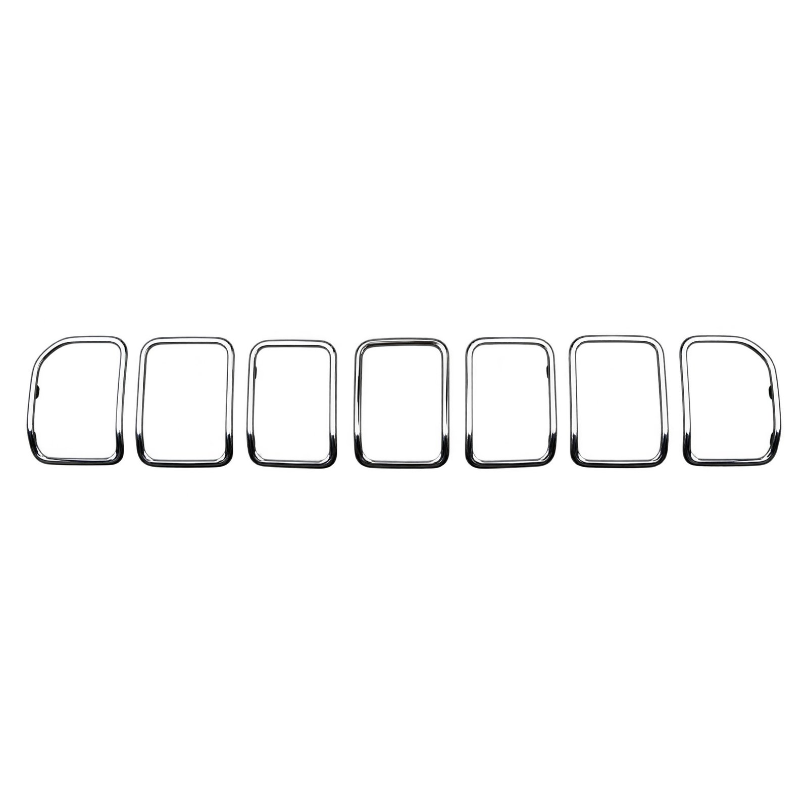 Jeep Wagoneer Grille Surround - Chrome Wagoneer chrome grille surrounds with seven narrow open rings and more curved outermost edges