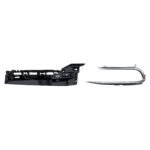 Wagoneer headlight bracket with a stepped upper edge beside a bright open-ended surround trim
