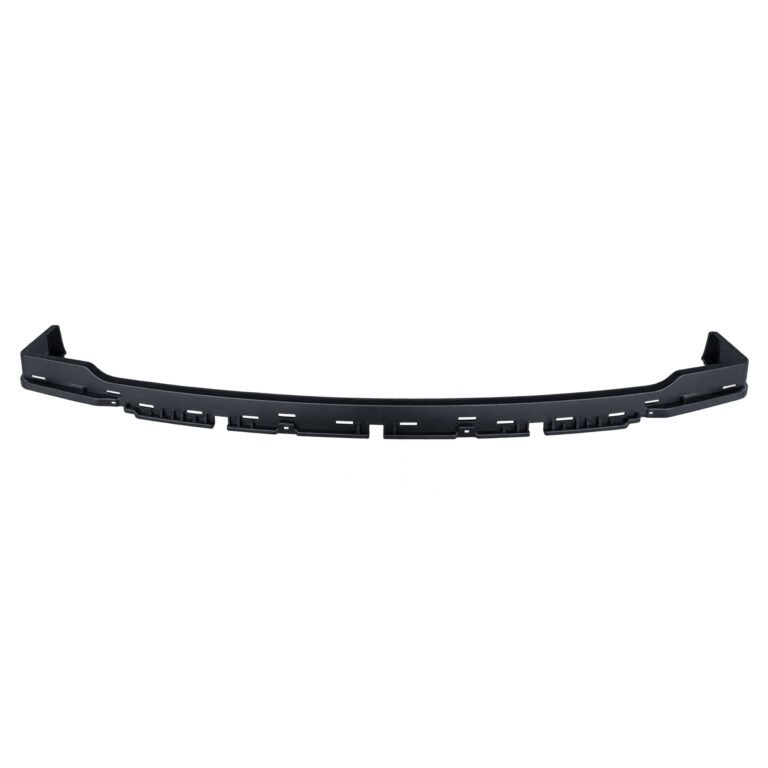 Wagoneer lower bumper air deflector with a narrow bowed rail, central notch, rectangular slots and angled ends