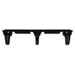 Wagoneer lower bumper bracket with a straight rail, three downward legs and wider ribbed mounting ends