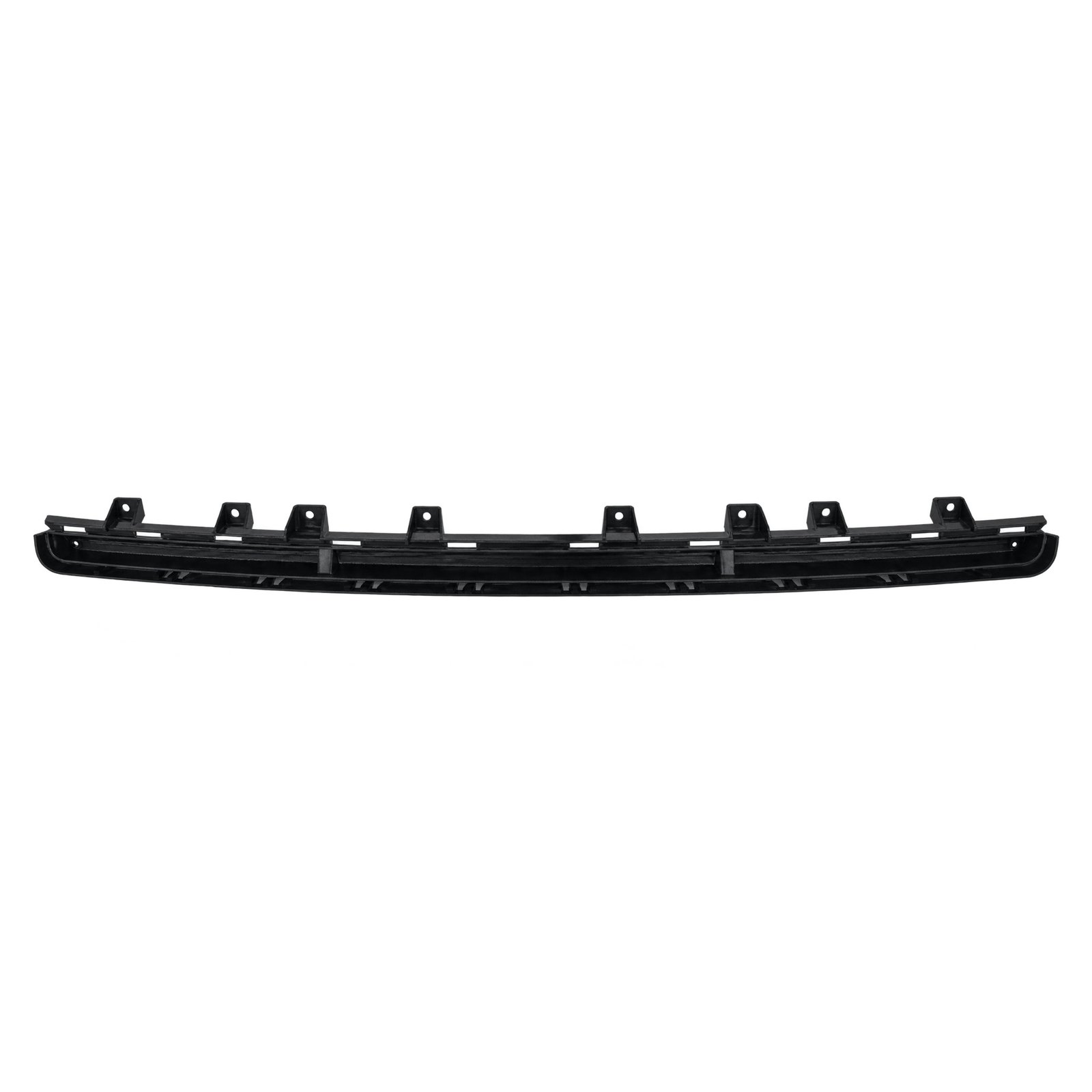 Jeep Wagoneer Lower Front Bumper Vent Grille Trim Wagoneer lower vent-grille trim with a long shallow curve, raised rectangular tabs and a thin lower lip