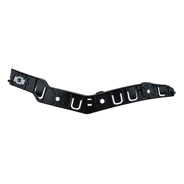 Wagoneer small front bumper bracket with open ribs, a curved end and rounded and rectangular fixing areas
