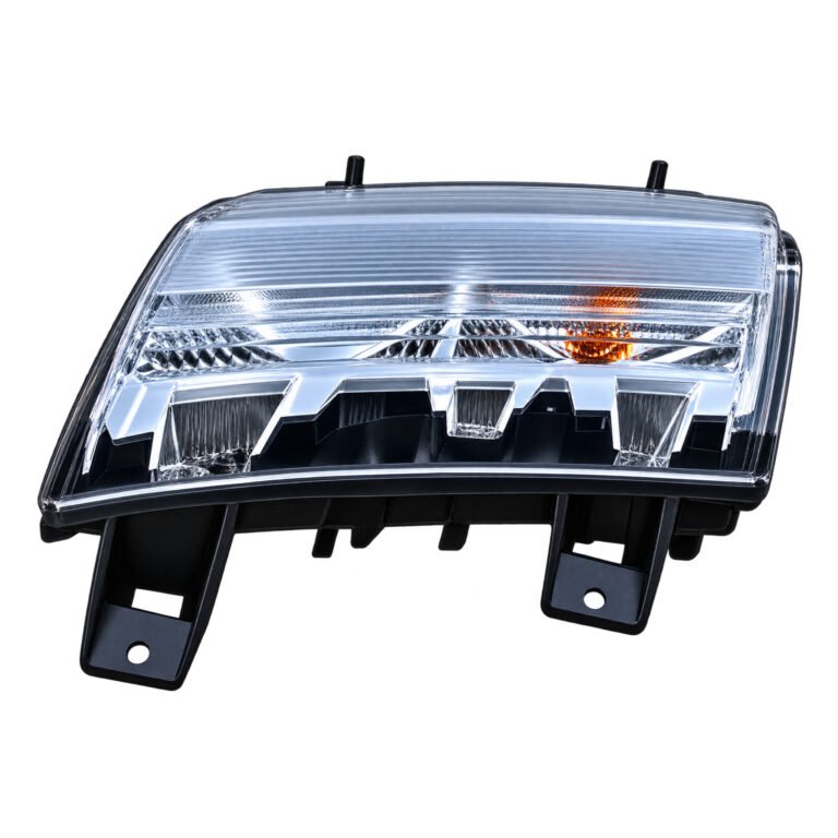 Wrangler flare lamp with a broad clear lens, amber internal detail, divided lower sections and two mounting ears