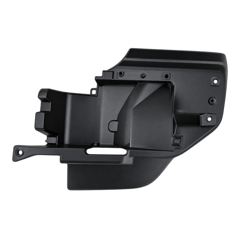 Wrangler narrow front bumper corner cover showing a stepped ledge, angular recess, edge holes and lower slot