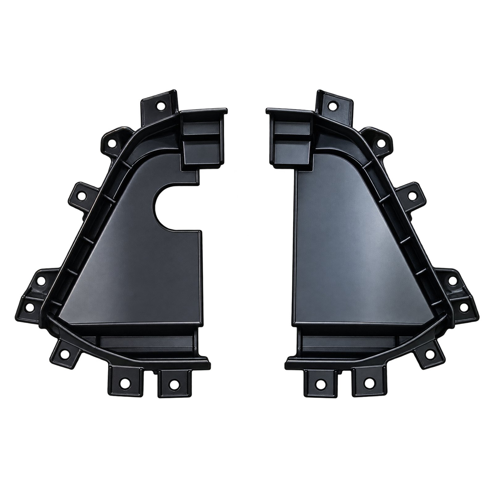 Lower Grille Vent Bracket — Vent Brackets with Broad Inner Faces Lower Grille Vent Bracket for Grand Cherokee, curved outer edge around a broad inner face