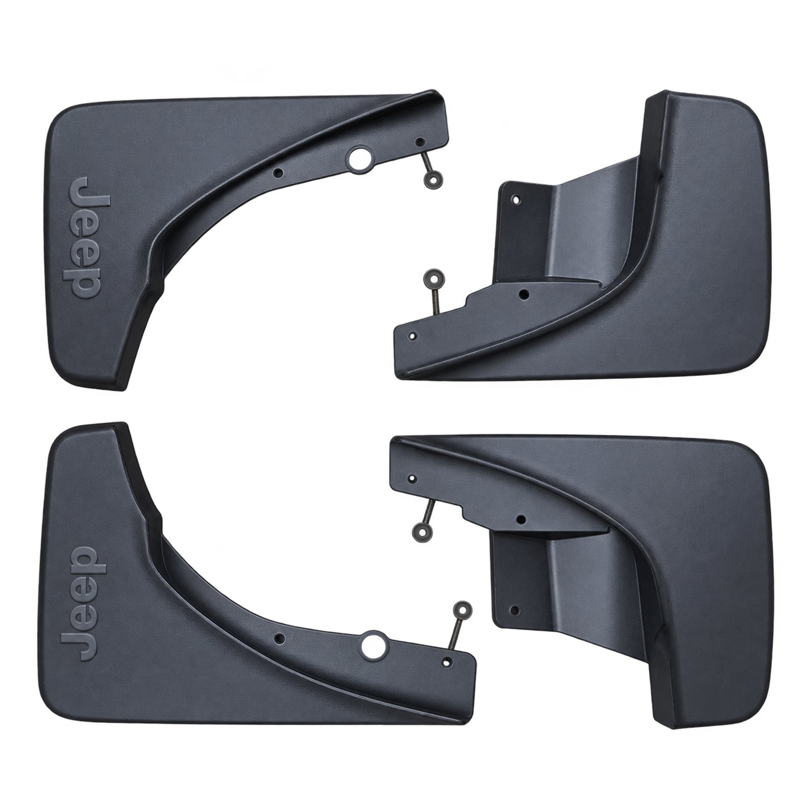 Mud Flaps — Contoured Mud-Flap Profiles Mud Flaps for Grand Cherokee, broad lower faces below curved mounting edges