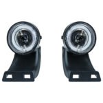 Round RAM 1994-2001 fog lamps with clear lenses and extended black mounting feet