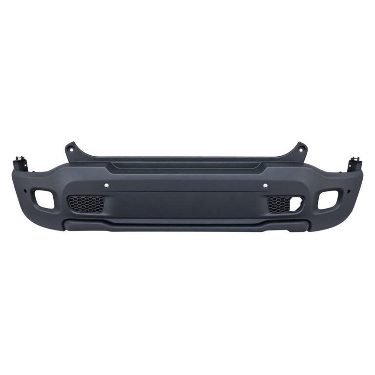 Renegade one-piece rear bumper cover with honeycomb sections, rounded corner apertures and several round face openings