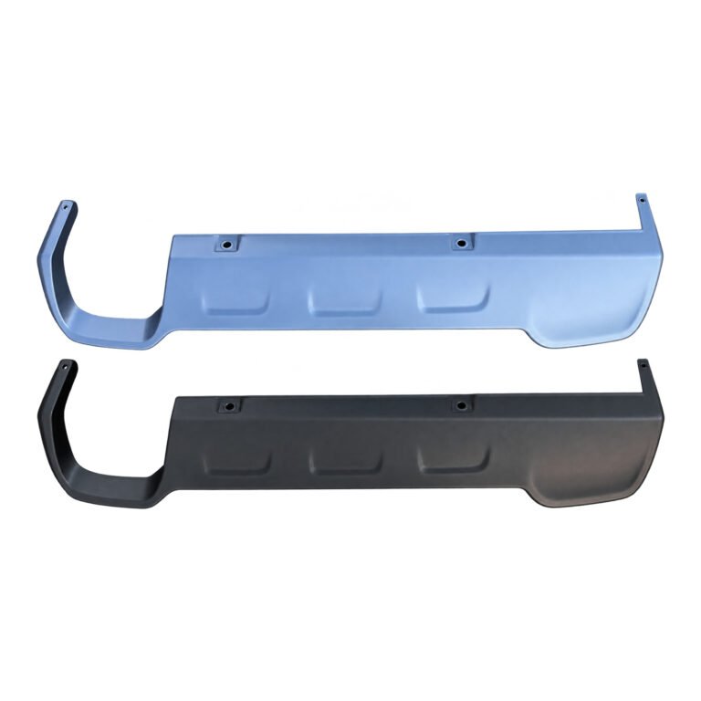 Light and dark Renegade rear valance mouldings with a deep end cut-out, three raised centre details and round fixing holes